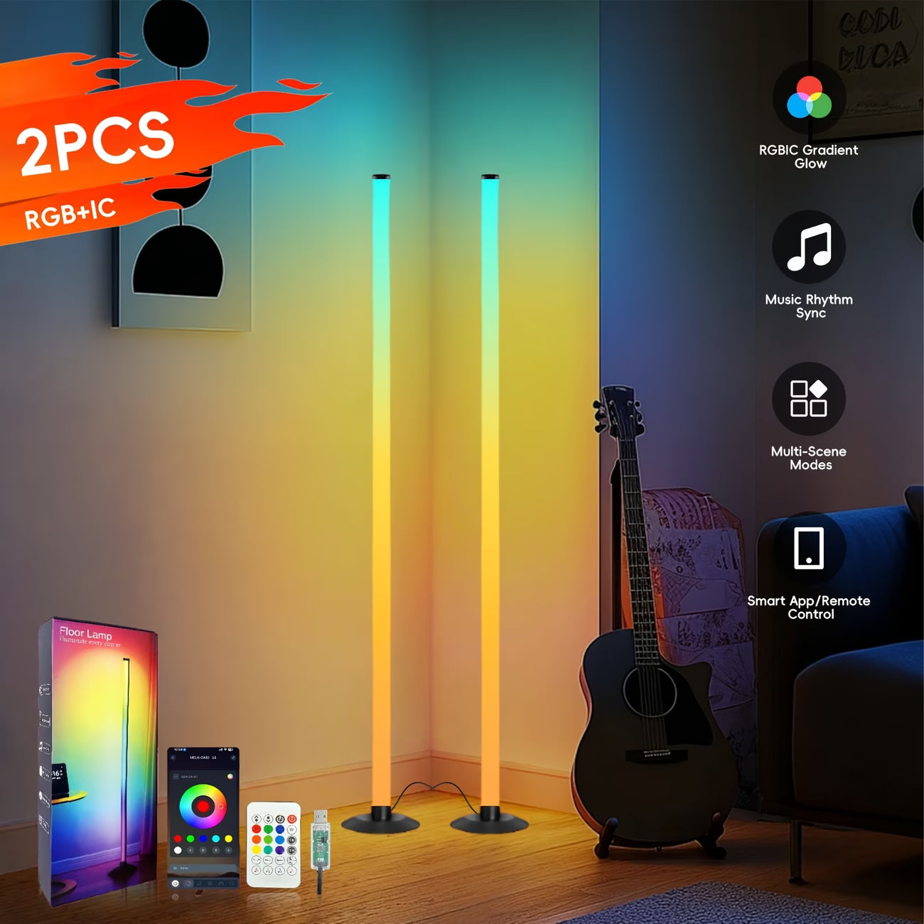 2pc RGB Floor Lamp