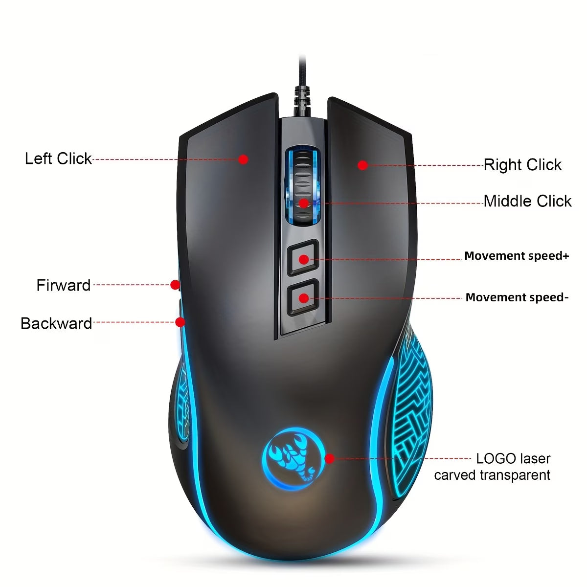 Black RGB Wired Mouse