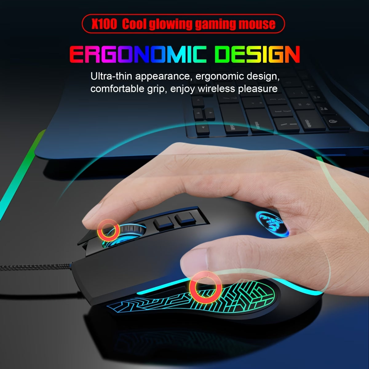 Black RGB Wired Mouse